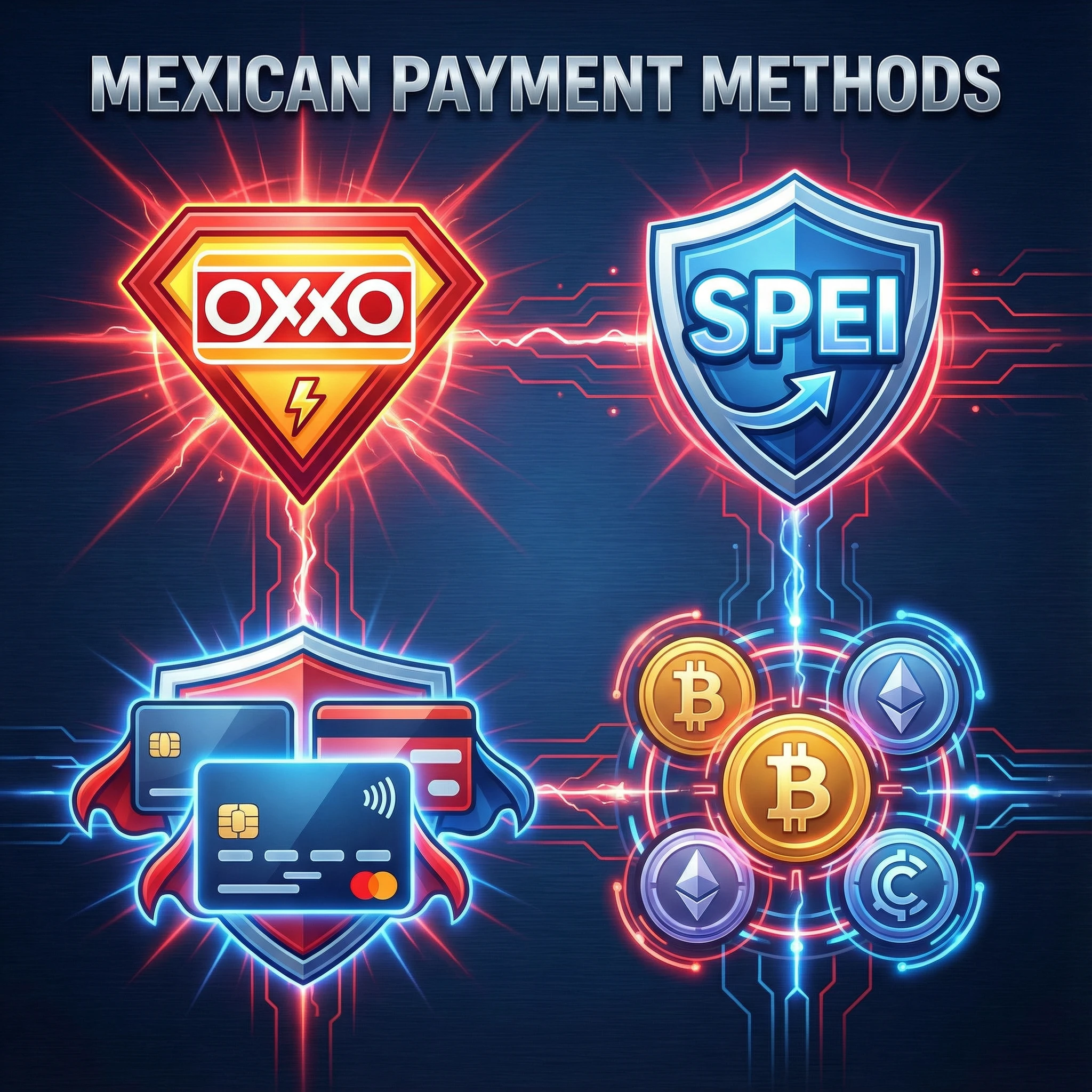 Métodos de pago OXXO SPEI tarjetas criptomonedas México